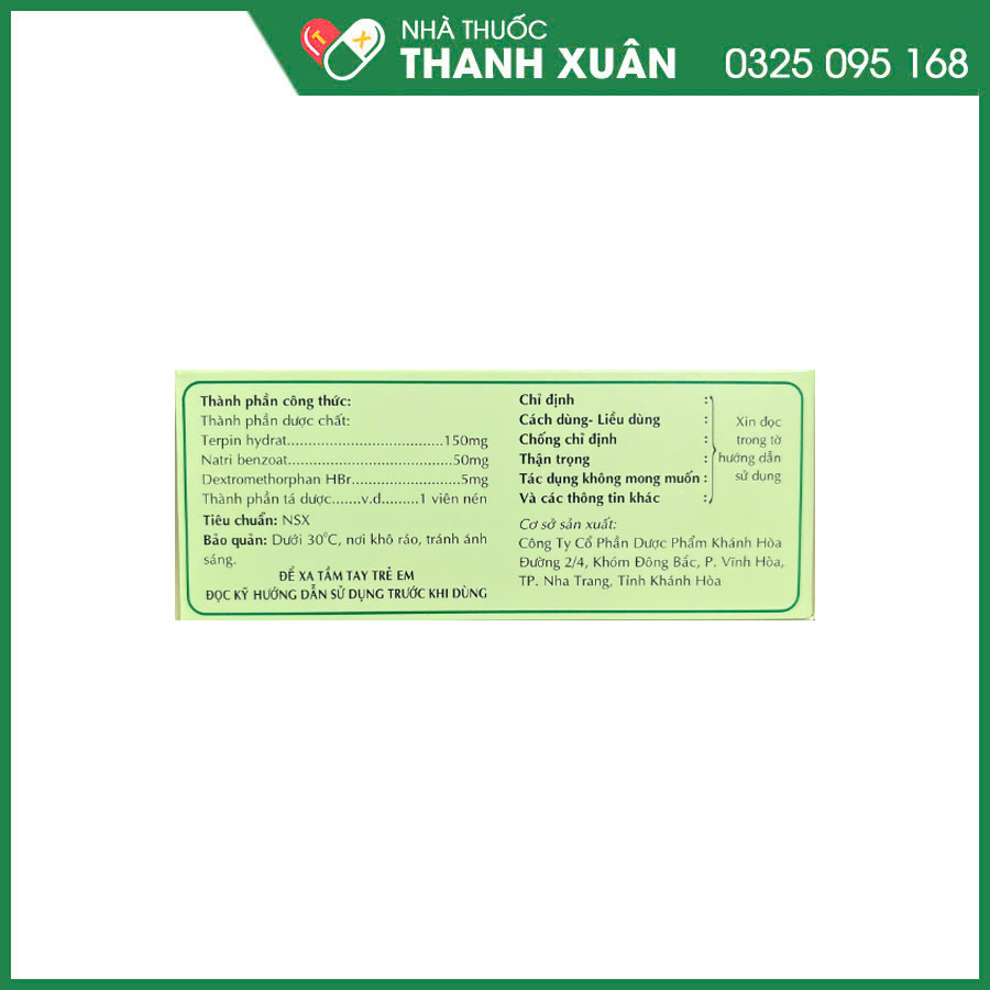 Khaterban thuốc điều trị các chứng ho như ho cảm, ho khan, ho có đờm